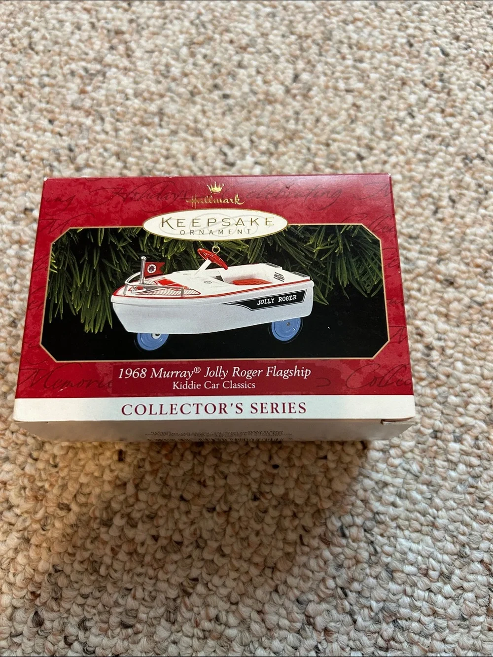Hallmark Keepsake 1968 Murray Jolly Roger Flagship Ornament - White, Red & Blue